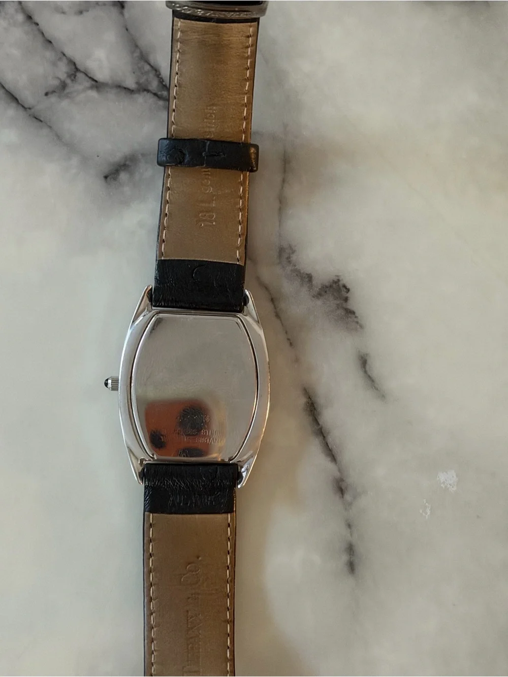 Tiffany & Co. White Dial Watch with Black Leather Strap